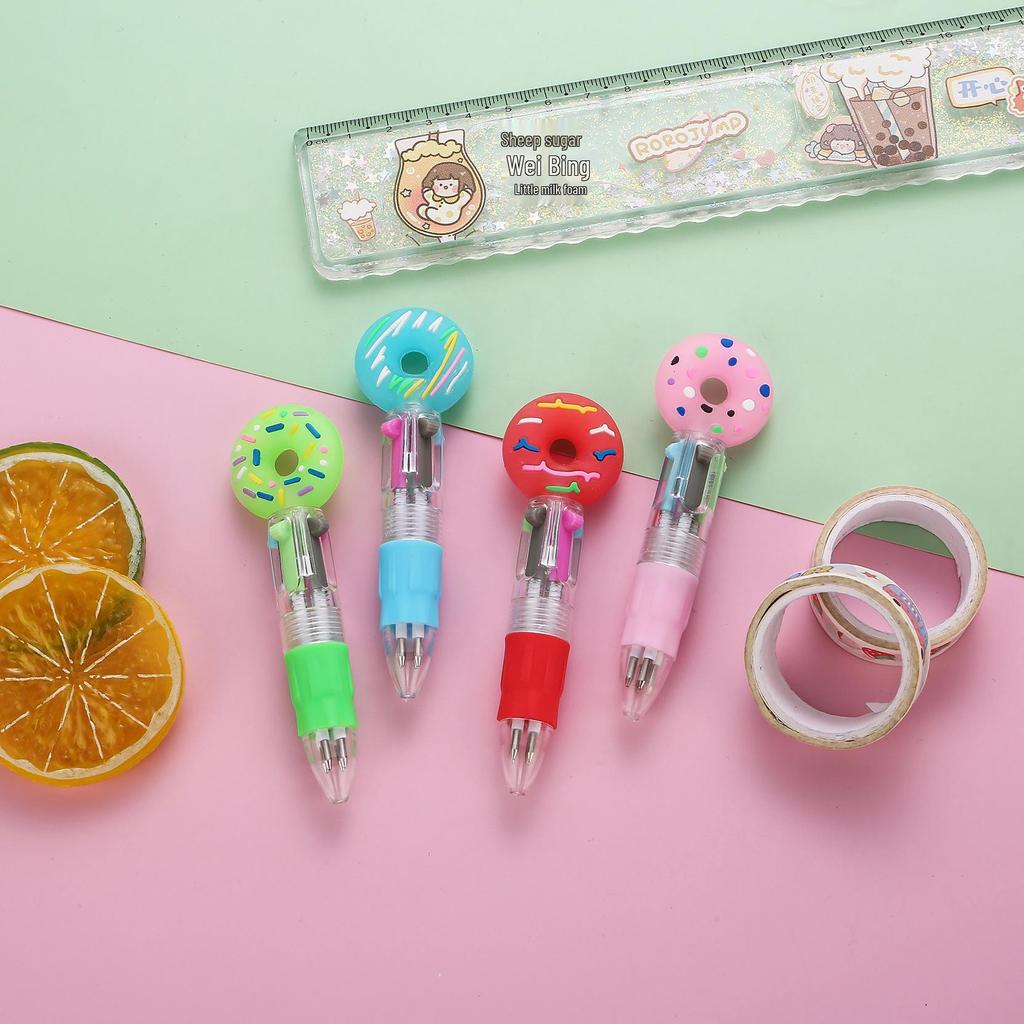 Korean Cute Animal Head 4-Color Click Ballpoint Pen