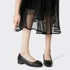 New Women Genuine Leather Pumps Checked Low Heel High Heel Shoes OL Fashion Dress Shoes