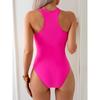 2026 New Spliced Color Zipper One Piece Swimsuit For Women Sport Swimwear Female Bodysuit Monokini Bathing Suit Summer Beachwear