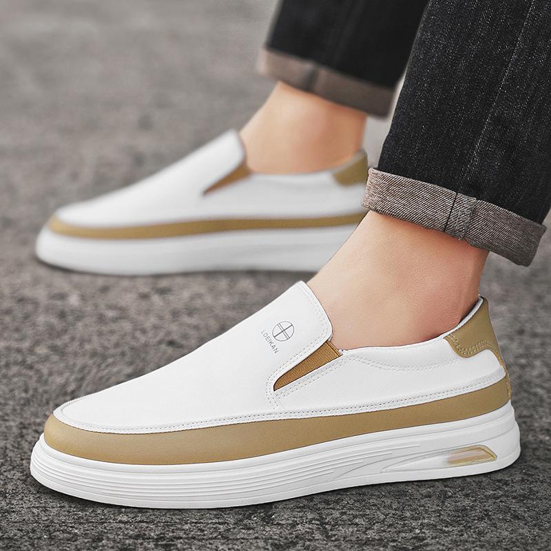

2025 Spring New Men s Casual Leather Shoes Lazy Sleeve Doudou Shoes Little White Shoes Driving Large Size 4748 46