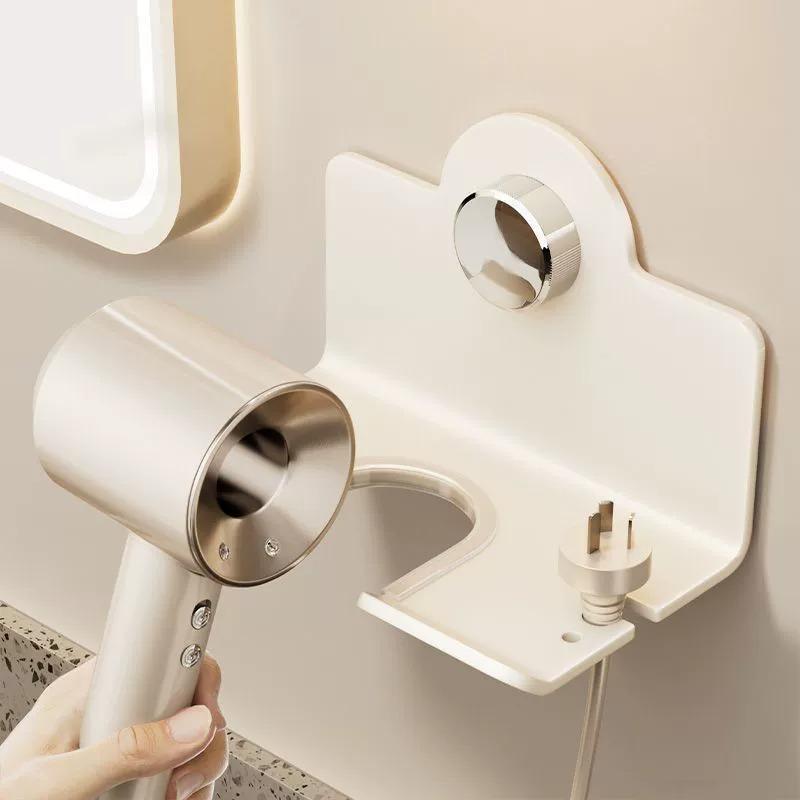 Drill-free Hairdryer Holder Wall Shelf for Bathroom Multifunctional Organizer