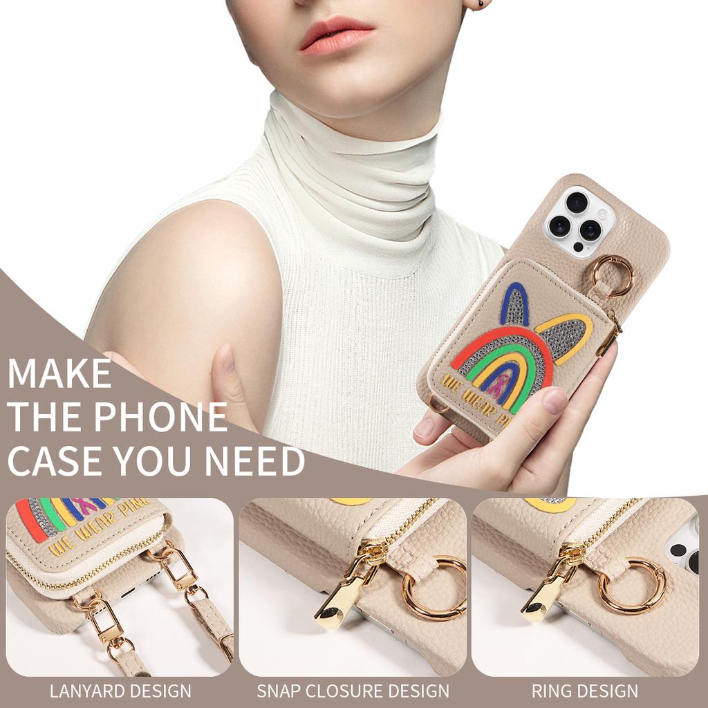 Noctilucent Crossbody Bag Faux Leather Phone Case for IPhone16 15 14 13 12 11 7 8 XS XRSeries Multi-card Slot, Bracket Function