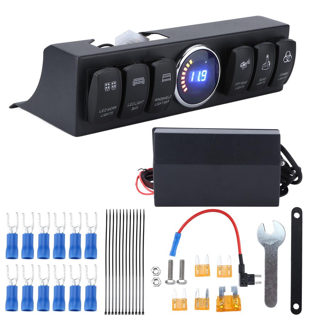6 Gang Rocker Toggle Switch Panel Fuse Relay Control Box Replacement for JK 2007‑2017 12V