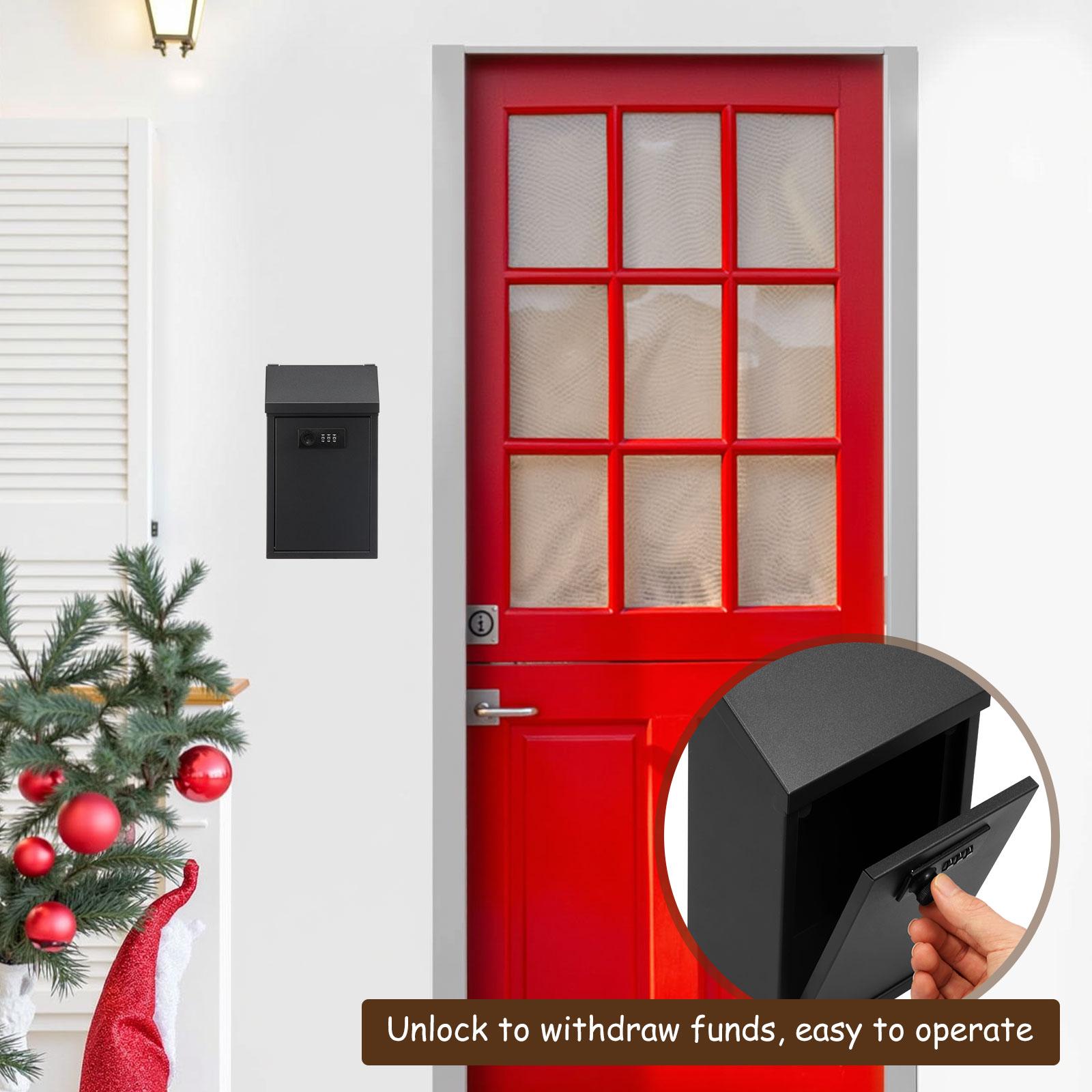 Metal Donation Box Locking Suggestion Box Wall Mounted Mailbox Charity Collection Box  Cash Home Office Outdoor Secure Drop Box