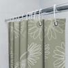 Modern Floral Shower Curtain Decorative Waterproof Washable For Bathrooms Green White Pattern