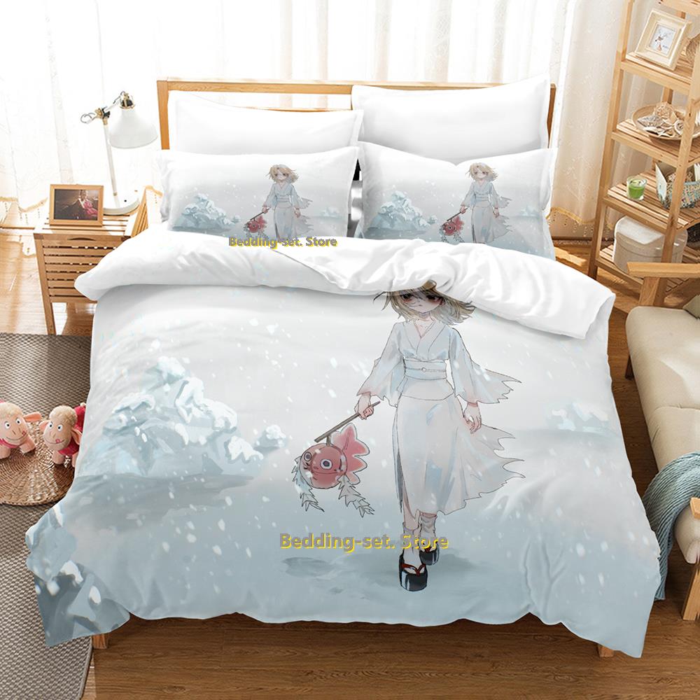 Comforter Personality Shaman King Bedding Set Cartoon Anime Three-Piece Set Adult Kid Bedroom S 3D Kawaii Game Twin Set