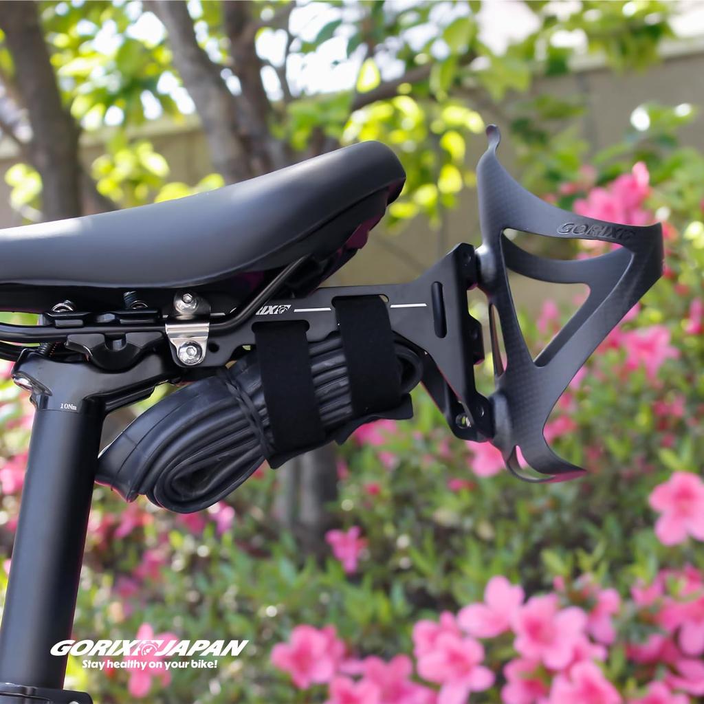 GORIX Saddle Bottle Cage Bicycle Saddle Bottle Cage Mount Holder Adapter Bottle Holder for Road Cross [Add-on Holder] Bikes, MTBs, Bikes, Etc. (PLUS1)