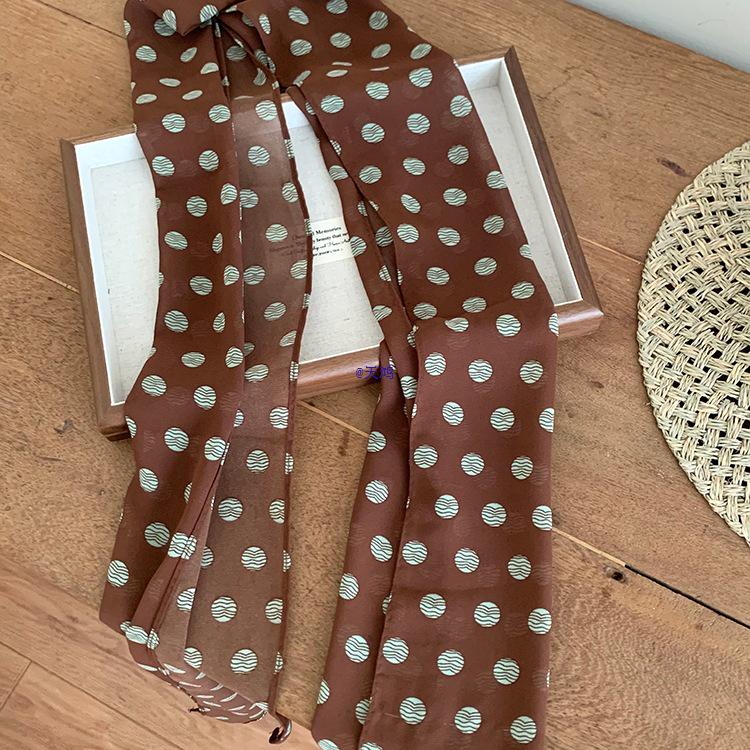 Bo Xi Retro Polka Dot Silk Scarf & Waist Chain for Women - Versatile Belt for Dresses and Jeans