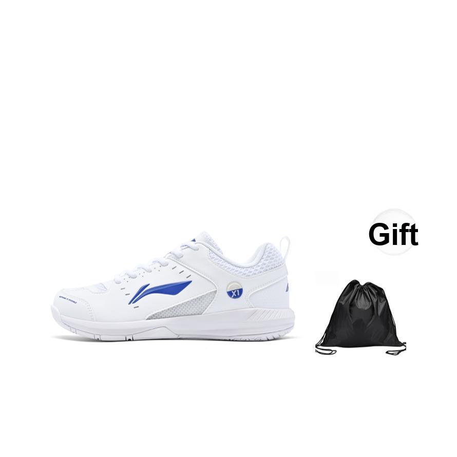 New LiNing Feather Anti Slip And Wear Resistant Lightweight Low Top Badminton Shoes Unisex White Blue AYTU049-6