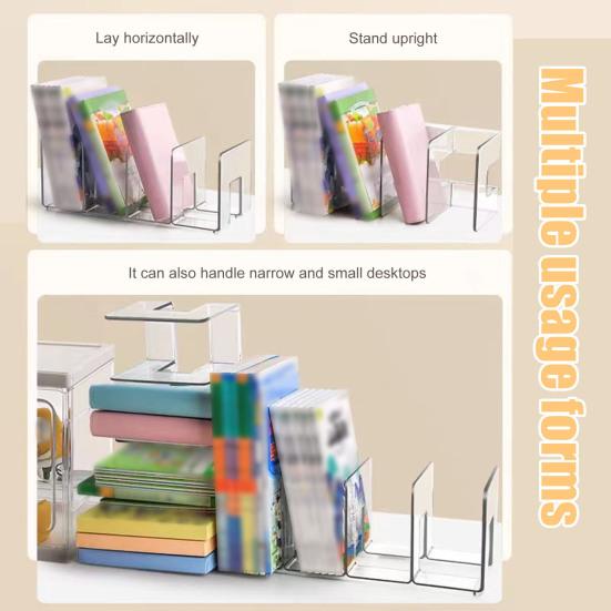 Organisateur de Bureau Boodend Support de Livres avec 4 Compartiments Verticaux Plastique