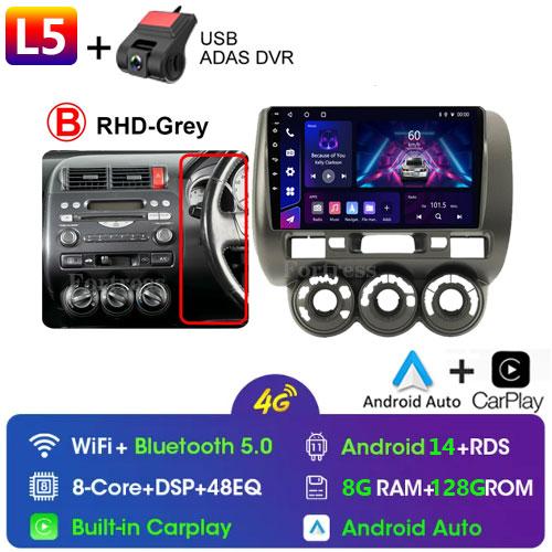 2 Din Android 14 Car Radio For Honda Fit Jazz City 2002-2007 Multimedia Video Player Navigation GPS 4G Carplay Auto Stereo RDS