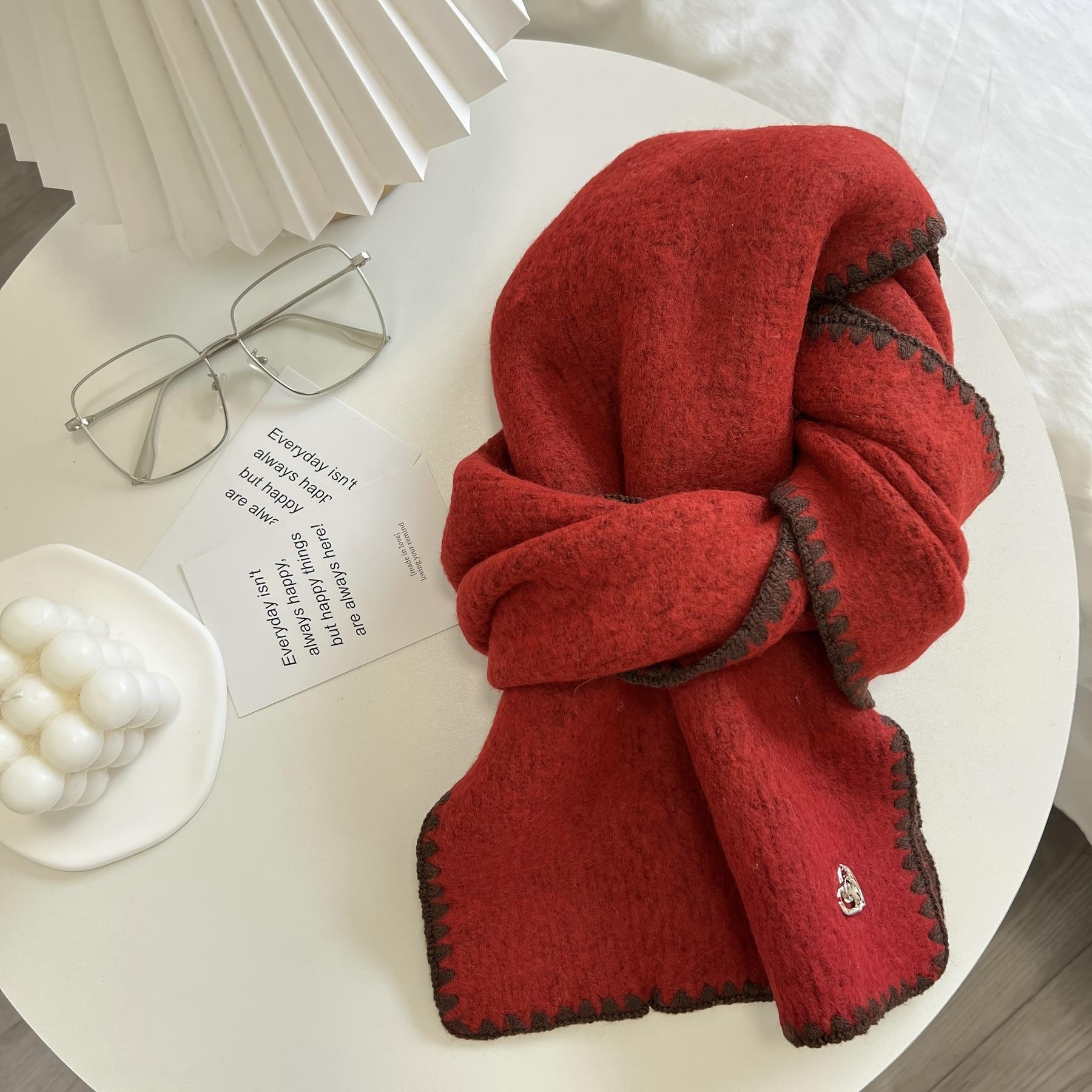 

1pcs Winter Scarf Women Imitation Cashmere Knitted Korean Vintage Style Warm Fashion Accessory Coat Accessories 160x25cm красный