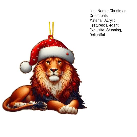 Christmas Ornaments for Tree Acrylic Cartoon Animal Car Rear Mirror Hanging Charm 2D Flat Cat/Dog/Bear/Rabbit Pendant for Tree Auto Interior Accessory