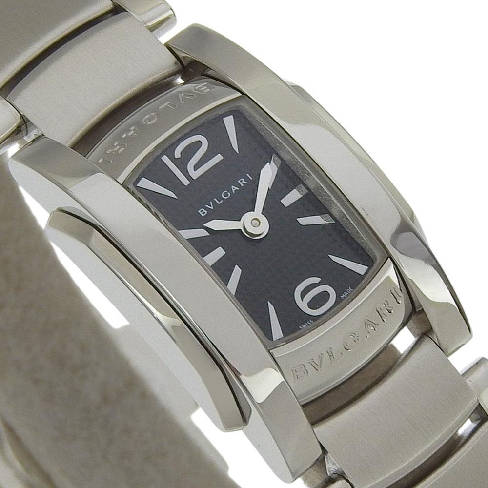 Bvlgari Assioma Watches AA26S blackDial Stainless Steel Quartz Analog Display Women Used