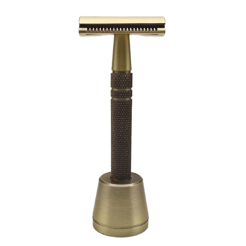 T-shaped ShaverManual Razor Bronze Shaver Manual Brass Double-sided Razor Old-fashioned Manual Shaver