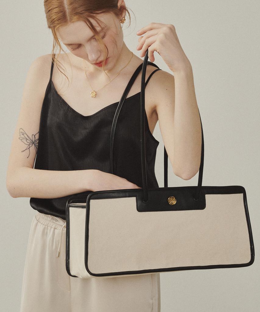 Melly&Rose Signature Rose Canvas Shoulder Bag (315354)_Cream