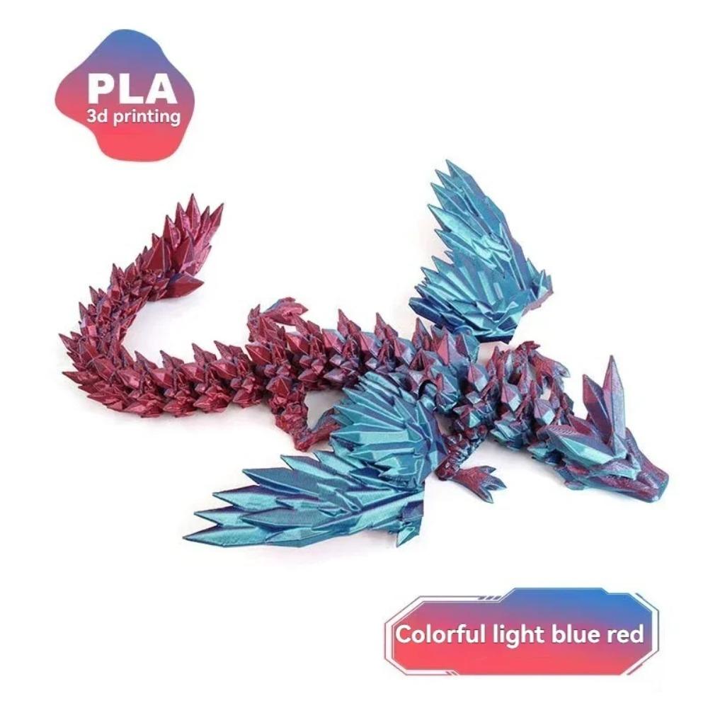 3D-gedruckter Drache Bunter Edelstein Drachenfiguren Bewegliches Gelenk Drehbar Gelenkige Drachen-Bastelarbeiten Schreibtisch Westliche Actionfigur