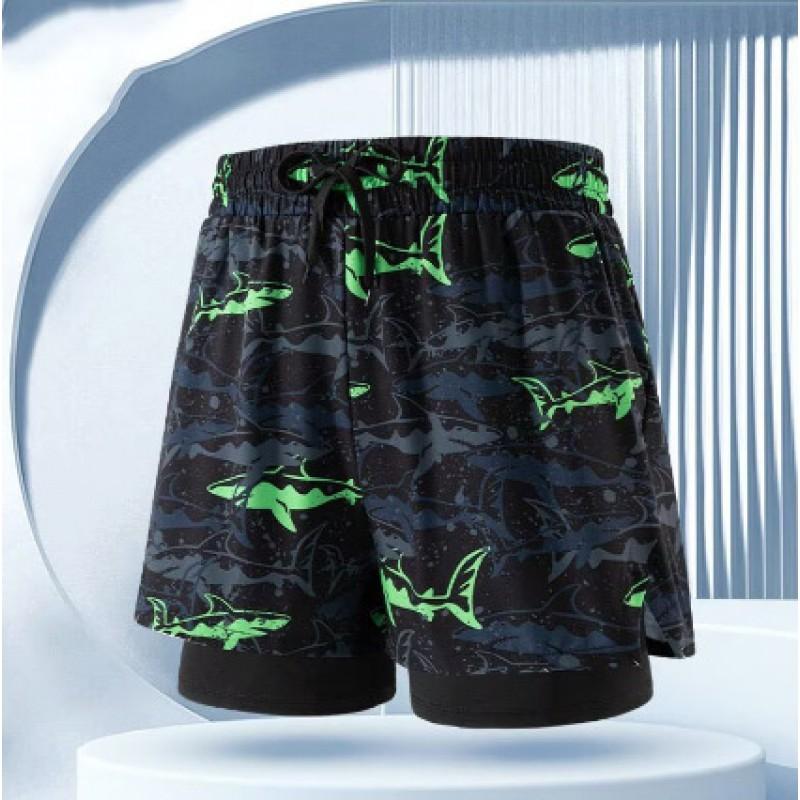 Mens Quick-Dry Swim Trunks With Inner Brief Support Loose Fit Athletic Board Shorts Swimming Beach Surfing