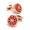 Spot wholesale exquisite creative hollow pattern design round 3 colors optional men's cufflinks, cross-border hot-selling jewelry