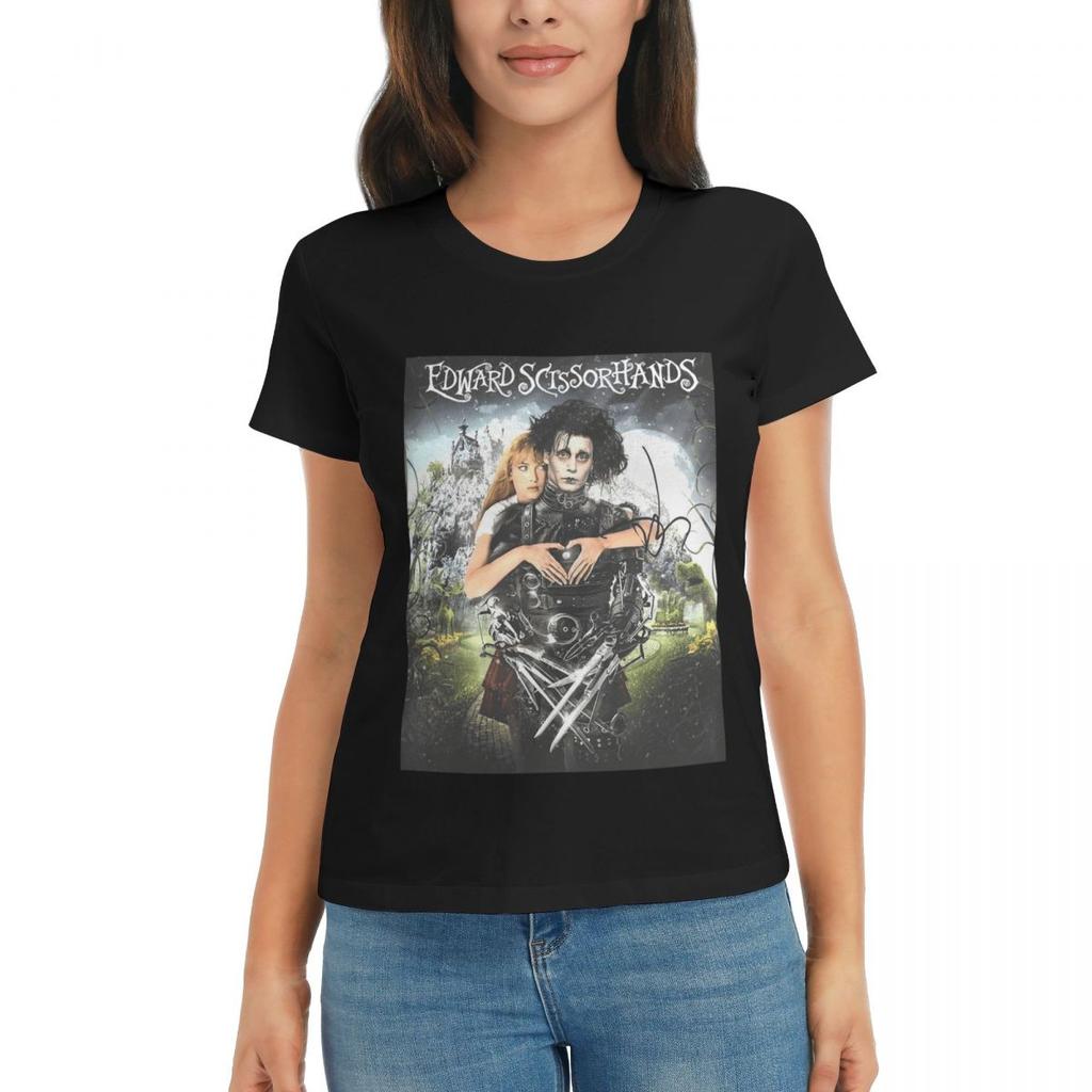 T-shirt da Donna Edward mani di forbice Film Estiva Manica Corta Girocollo Cotone Magliette Abbigliamento Top Streetwear