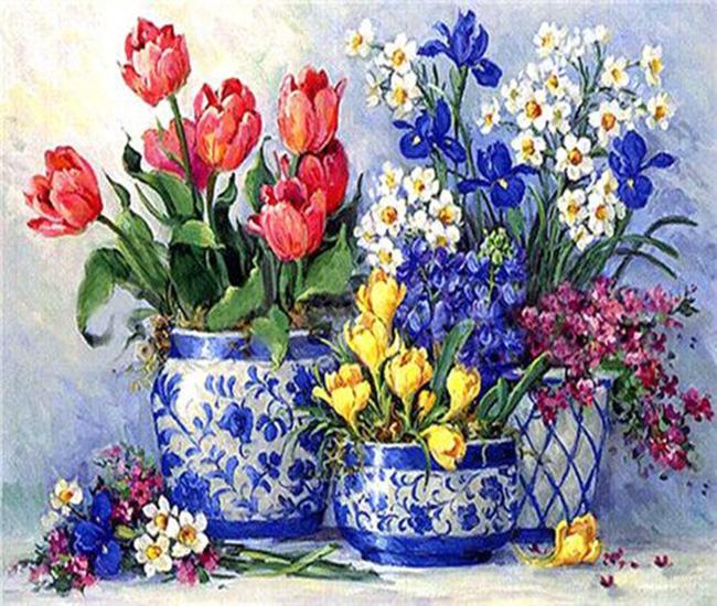 RUOPOTY Oil Painting By Numbers Flower Acrylic On Canvas DIY Frame Wall Art Picture By Numbers Daisy Children's Room Decor