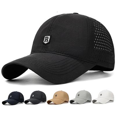 Summer Quick-Dry R Baseball Cap with Perforated Back & Embroidery - Fashionable Casual Sun Hat