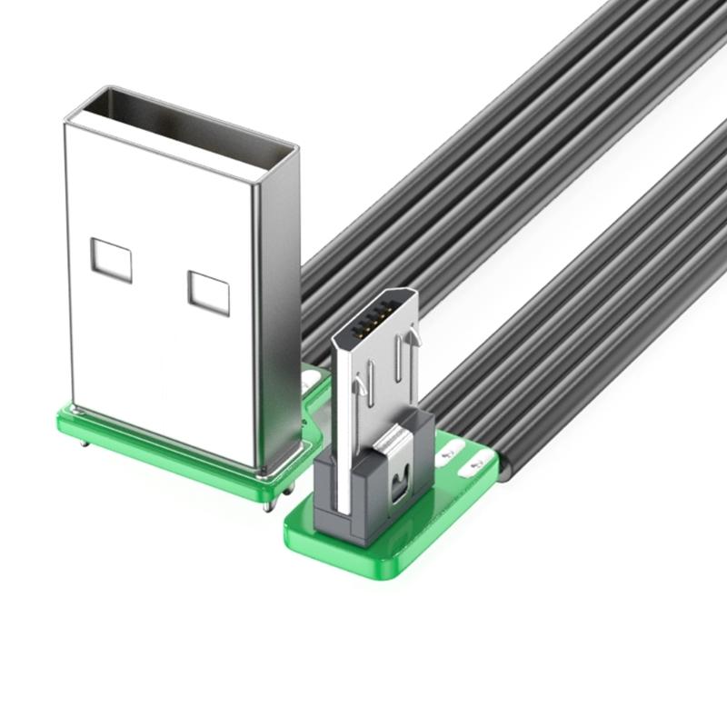 Right Angle USB 2.0 to USB 5Pin Cable Fast Charging Cable 480Mbps Transfer Speed Flexible Silicone Cord for Phone