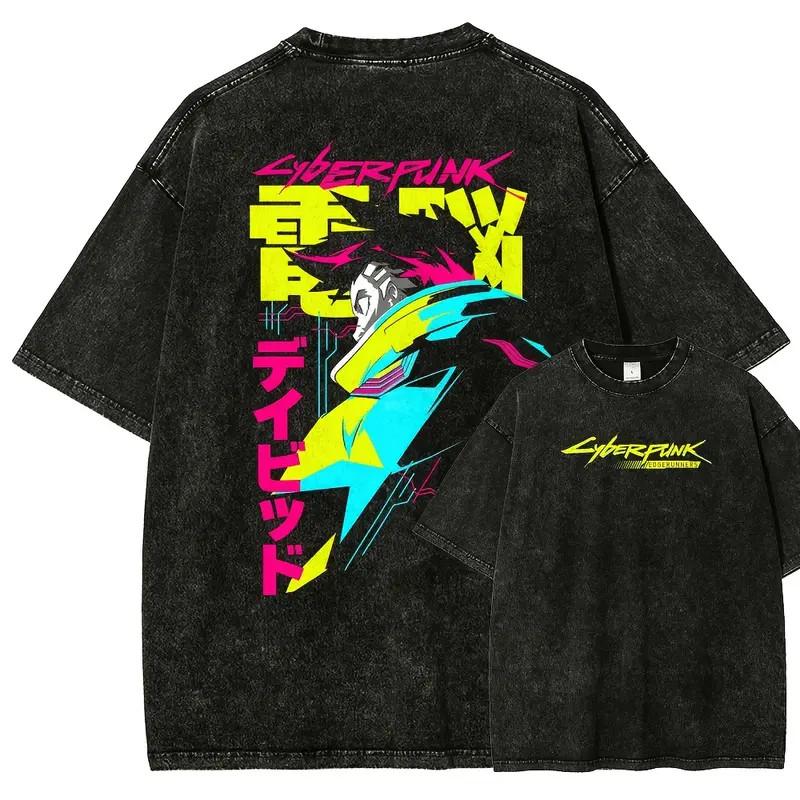 Koszulka Unisex Cyberpunk Edgerunner, Koszulka z Graficznym Nadrukiem