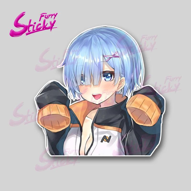 Rem Ram Peeking Anime Sticker Car Accessories Vinyl Car Stickers - Waterproof Decals For Cars Trucks Suvs Window Bumper Laptop