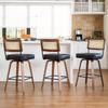 For Swivel Counter Height Bar Stools Set of 3,Mid Century Modern Barstools with Rattan Back,27 Inch Seat Height Solid Wood