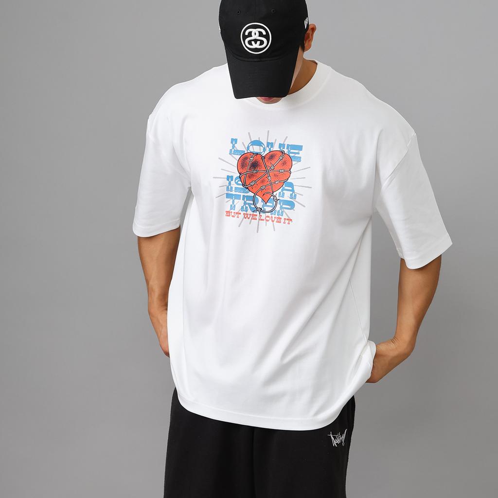 Seutailligseu Love Trap Pure Cotton Oversized Short Sleeve T-Shirt 4 Colors