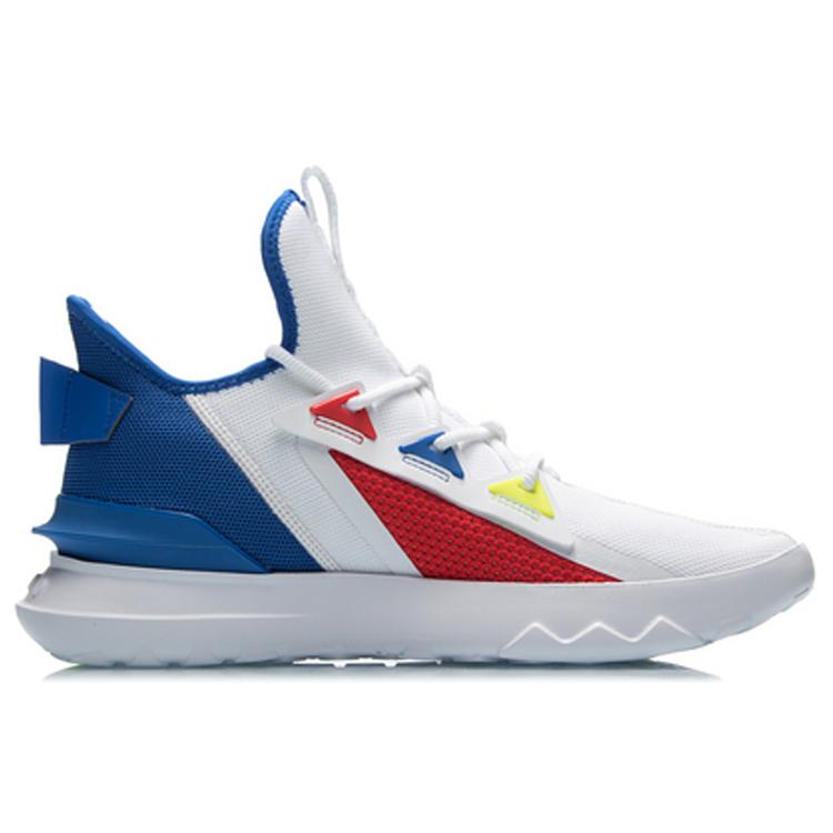 Li Ning Rutschfest und Atmungsaktiv Stützend Rebound Niedrig geschnitten Sport Freizeitschuhe Herren Weiß Rot Blau AGLQ073-2