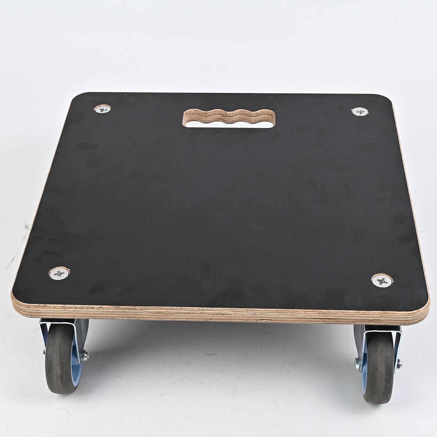 Silent Four-Wheel Small Trolley: Thickened Wooden Flat Cart