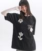 AMBLER See-Through Flower Embroidered Short Sleeve T-Shirt As1305 (Black)