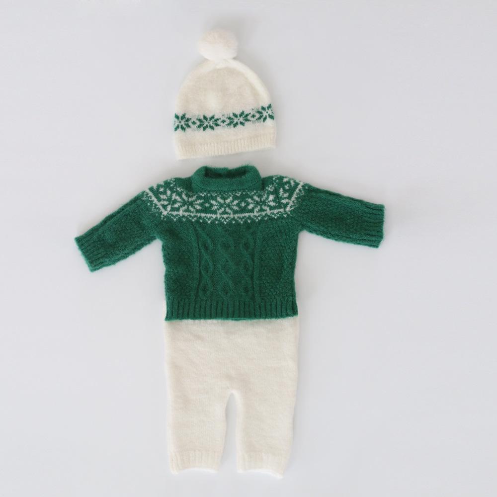 Newborn Christmas Photography Mohair Hat & Romper Set Newborn