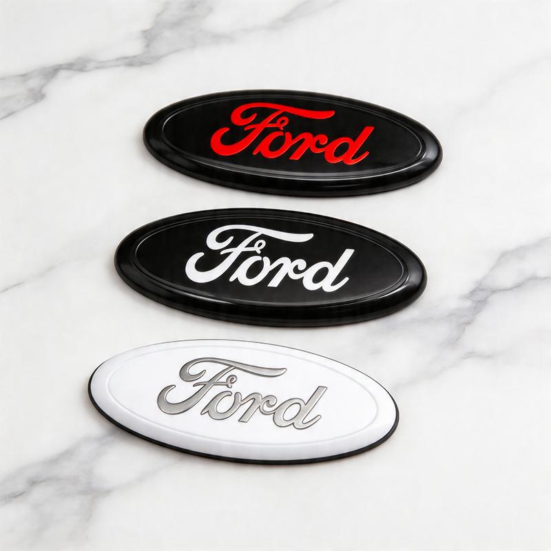 LKLE5 14.5cm Aluminum Overlay Emblem Badge For Ford Mondeo Explorer Edge Focus Fiesta Kuga Transit Ecosport Escape MK3 Auto Accessory