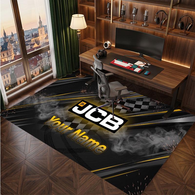 JCB Personalized Crystal Velvet Carpet, Customized Name Text Soft Anti‑Slip Rug for Living Room Bedroom
