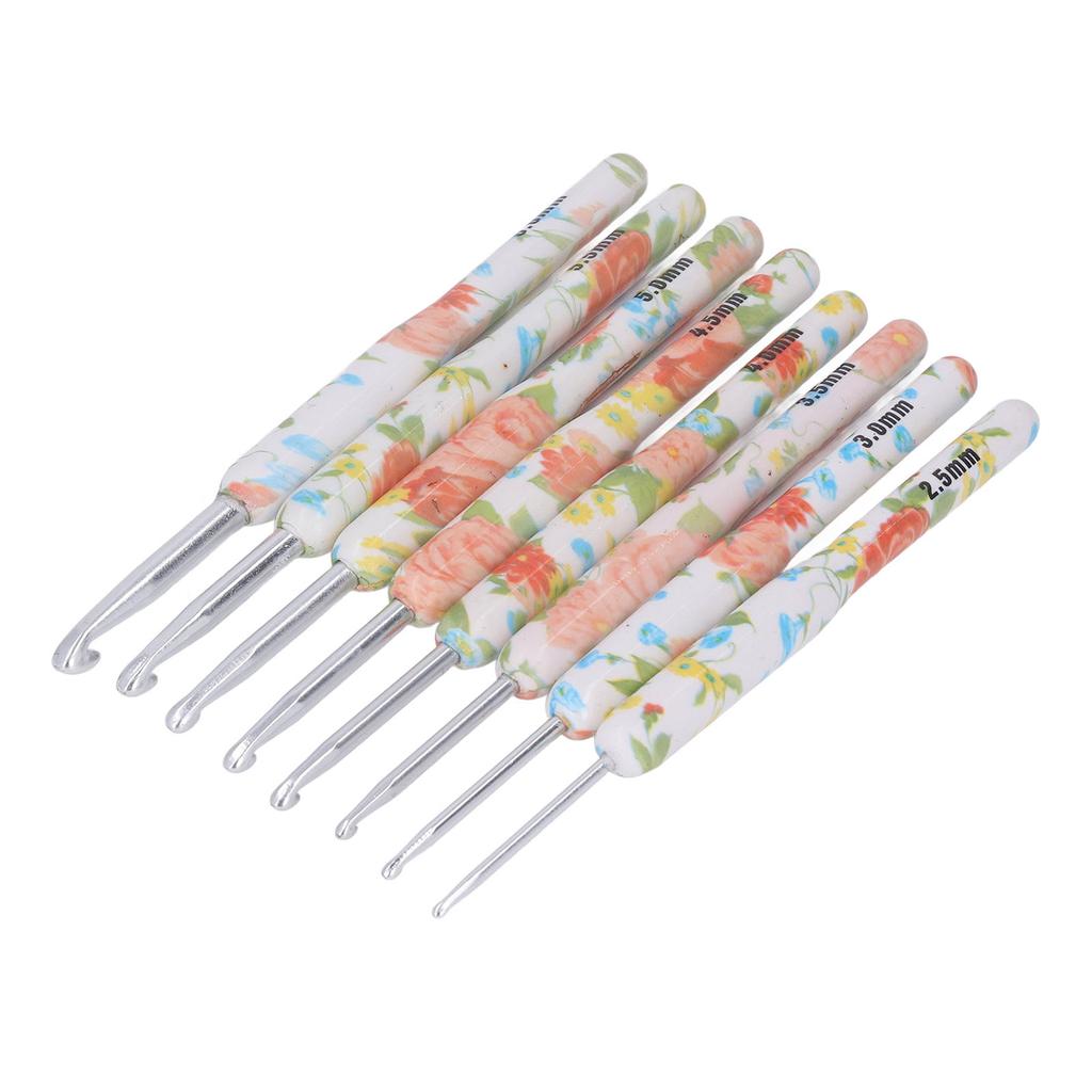 8pcs Crochet Hook Set Printing Aluminum Handcraft   Colorful Crochet Hook Ergonomic Knitting Hook for Knitters for Sewing