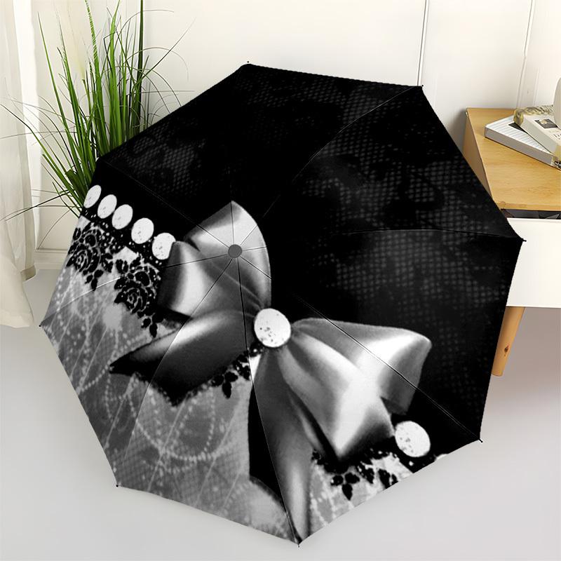 1pc Bow, Lace, Pearl Umbrella with Plastic Handle,Compact & Stylish,Suitable for All Seasons YS331037