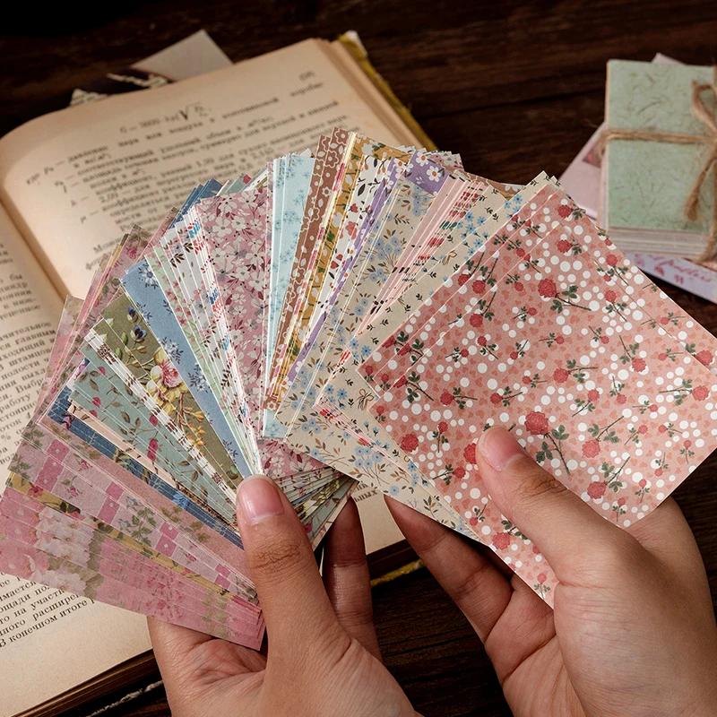 100 Stück/Packung Vintage Memo-Pads Retro Blume Schmetterling Materialpapier für Scrapbooking Journal Tagebuch Dekoration Collage DIY