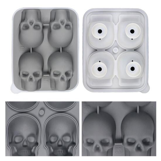 Ice Mold Tray Skull Shape Food Grade Silicone Ice Cube Mold Easy Release Multi-Purpose Ice Cube Tray for Whiskey Cocktails