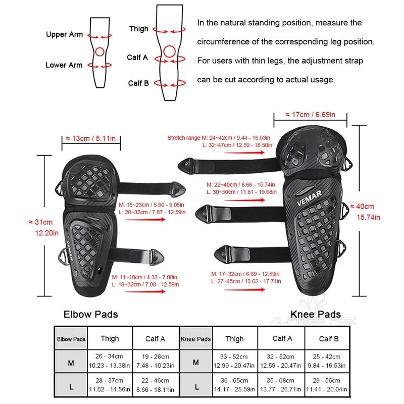 Set di Protezioni per Motociclista da Uomo VEMAR Approvato CE Protezioni per Ginocchia e Gomiti Attrezzatura Sportiva Protezione Anti-Graffio per il Corpo