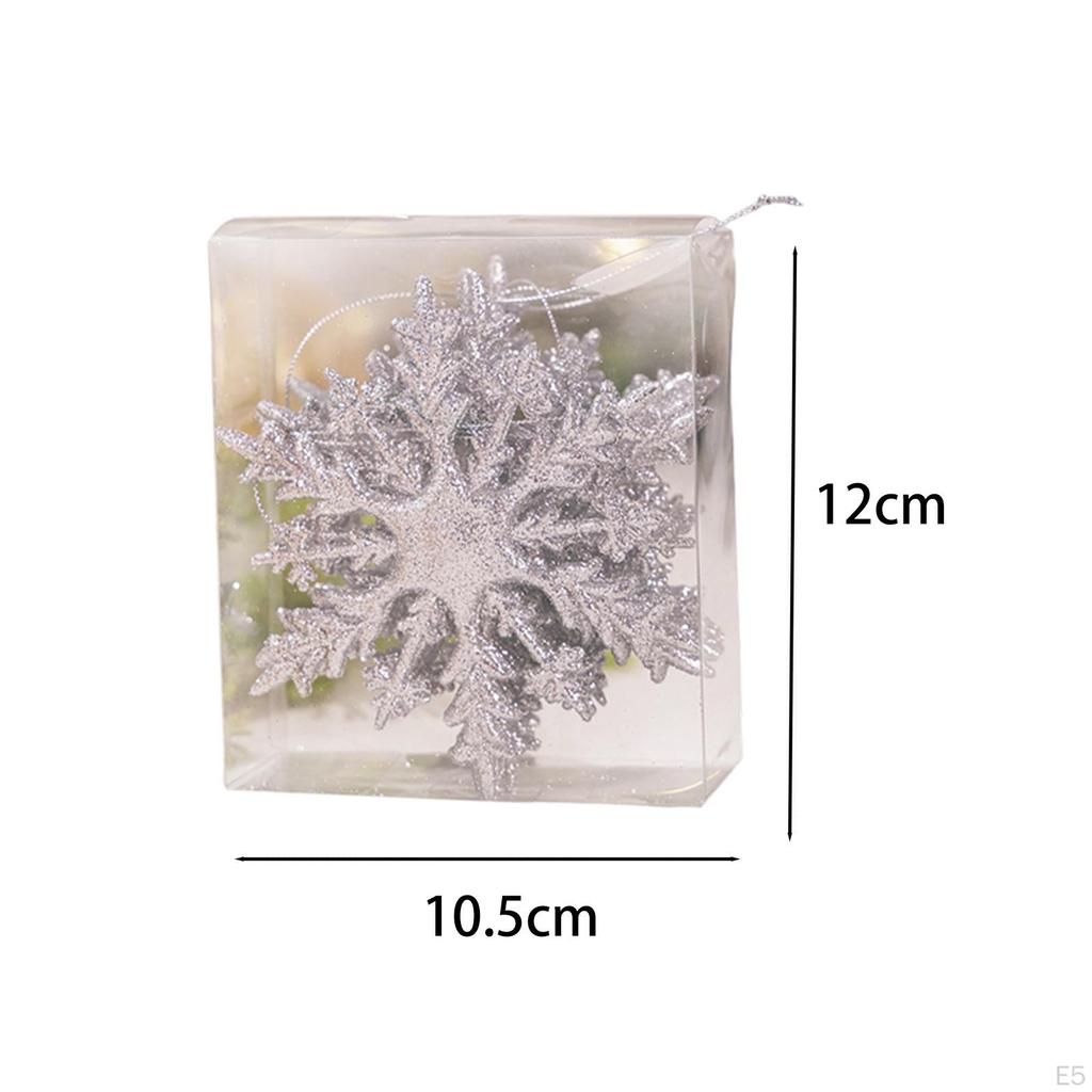 6 Pieces Christmas Glittering Snowflake Ornaments 12x10.5cm Multipurpose for DIY Craft Projects PP