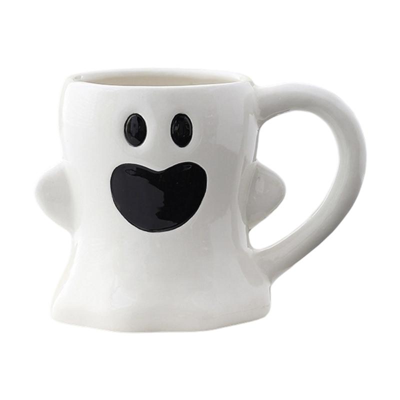 

Cute Ghoul Themed White Porcelain Mugs Durable Ceramic Ideal For Halloween Decorations Or Office