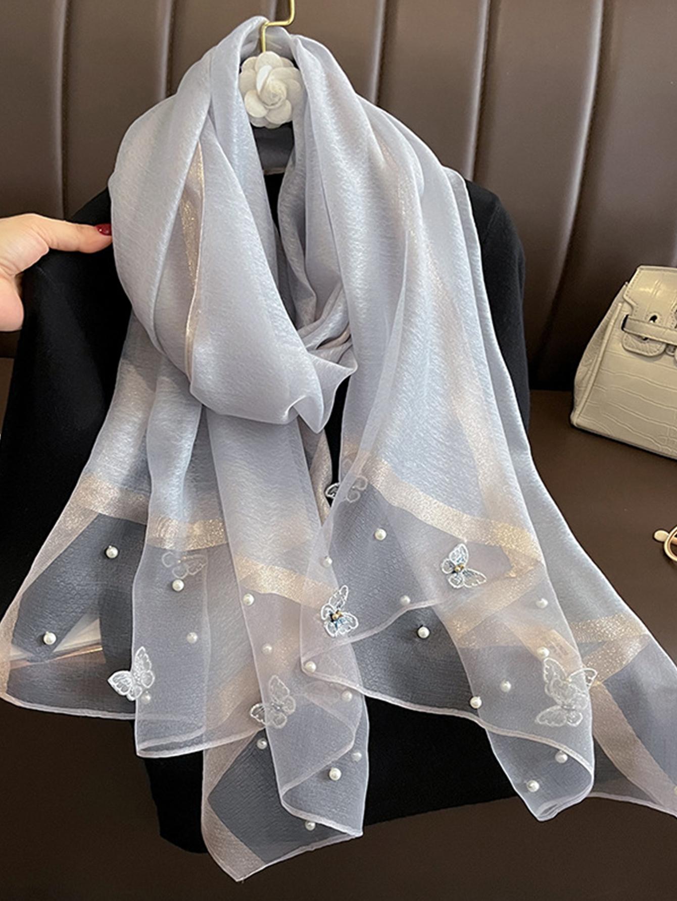 Mode Bloemenontwerp Borduurwerk Zijden Sjaal Dames Hijab Vrouwelijke Foulard Pashmina Lange Strand Stola Sjaal Wikkel Sjaals Bandana 75x190cm