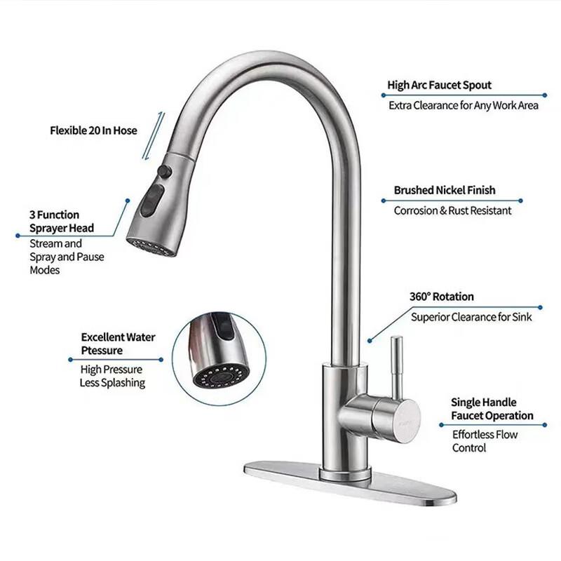 304 Stainless Steel Pull-out Kitchen Faucet
