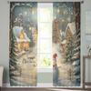 Vánoční sněhulák Vánoční strom Záclony do obývacího pokoje Ložnice Domácí dekorace Okenní voálová tylová záclona Drapérie