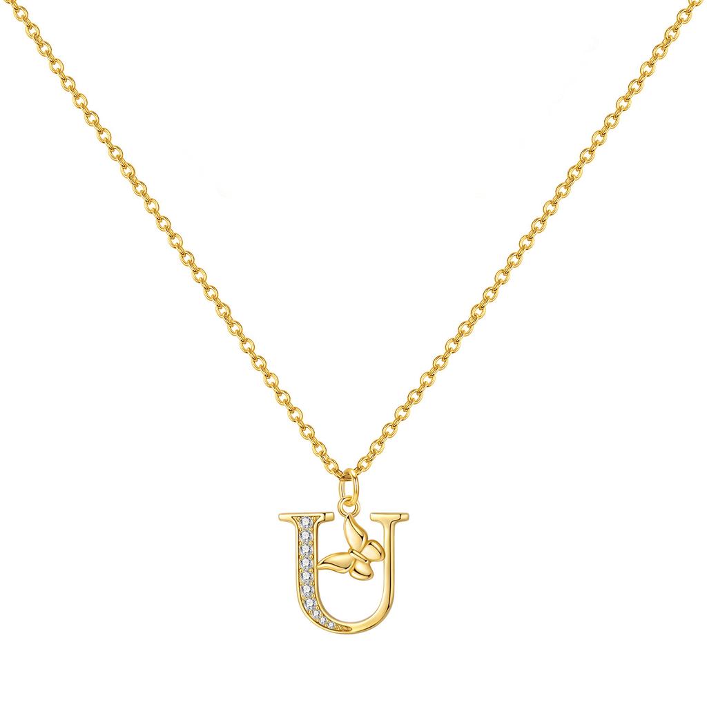 Orstarry 925 Silver Golden A-Z Lucky Letters Necklace Pendant Necklace for Women Birthday Gifts Fashion Fine Jewelry