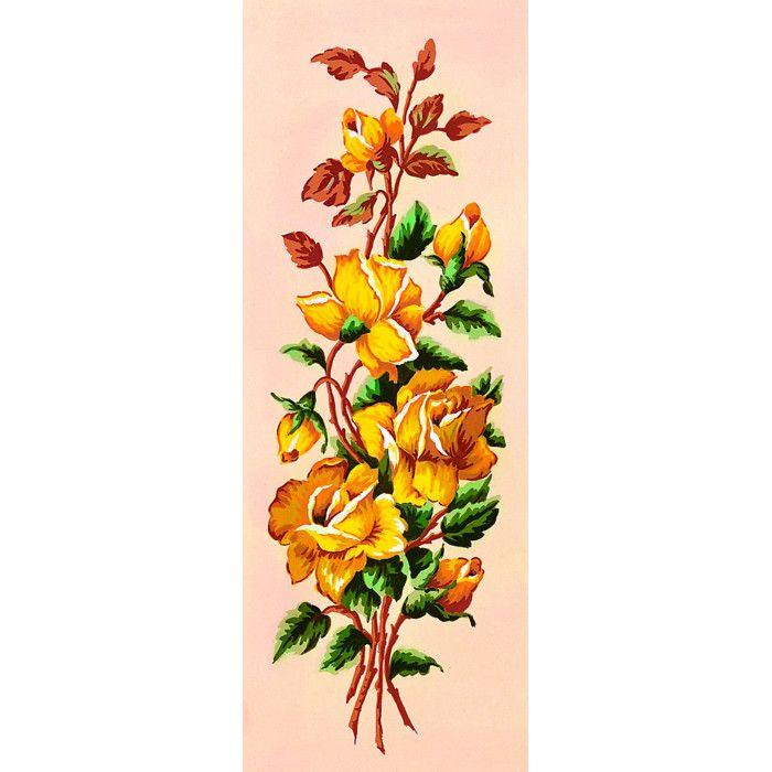 Antique Canvas Yellow Roses 25x60cm