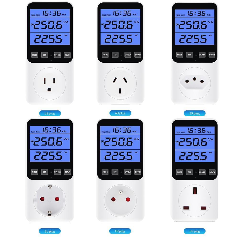 Digital LCD Wattmeter AC 220V Power Meter Socket EU Plug Energy Consumption Analyzer Voltmeter Ammeter Electricity Cost Monitor